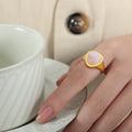 Triangle Cabochon Signet Ring Tiger Eye Pink Crystal view 8
