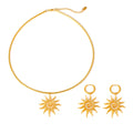 Gold Spiral Sun Pendant Necklace And Hoop Drop Earrings view 5