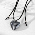 Black Cord Puffy Heart Pendant Necklaces in Three Finishes view 6