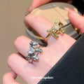 Silver Gold Horse Pegasus Open Rings Heart Crystal Styles view 2