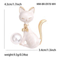 Cat and Pearl Brooch with Polished Metal and Decorative Accents view 5