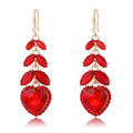 Silver Tone Crystal Leaf Heart Openwork Crystal Four Designs Metal Dangle Earrings view 6