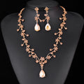 Black Silver Tone Crystal Floral Teardrop Crystal Two Designs Metal Necklace and Earring view 7