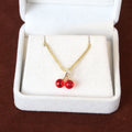 Red Cherry Pendant Necklace and Dangle Earring Collection view 4