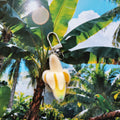 Flocked Banana Fruit Keychain Bag Charm Silver Clasp view 4