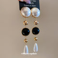 Black and White Beaded Pearl Teardrop Earrings Jewelry view 2