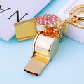 Jeweled Metal Whistle Keychains in Pink Blue and Assorted Color Options view 4
