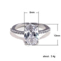 Oval Solitaire Pave Band Ring In Silver And Gold-Tone Finishes view 5