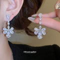 Silver Clear Teardrop Rhinestone Fringe Necklace Style view 4