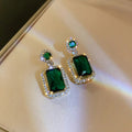 Blue Or Green Rectangular Halo Jewelry Styles In Gold Tone view 7