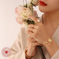 Gold Daisy Shell Open Soft Wire Cuff Bangle Bracelet view 3