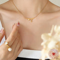 Melting Lava Drip Bar Pendant Necklace Gold Steel Rose view 3