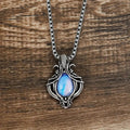 Iridescent Teardrop Pendant Necklace in Antiqued Silver Tone view 3