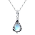 Silver Tone Celtic Knot Teardrop Moonstone Pendant Necklace view 1