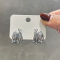 Gold Silver Multi Strand Twisted C Hoop Stud Earrings view 5