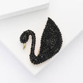 Black Crystal Swan Brooch with Curved Neck for Jackets, Coats, and Scarves view 3