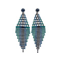 Beaded Diamond Fringe Earrings in Three Color Options view 5