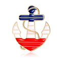 Anchor Sailboat Brooch A Gold-Tone Anchor Framing A Red, White And Blue Enamel Sailboat view 5