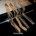 Long Metallic Fringe Earrings in Gold and Silver Tones view 2
