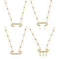Gold Tone Pave Paperclip and Pearl Drop Necklace Styles view 5