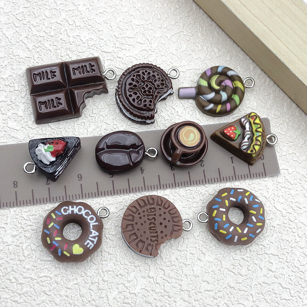 Resin Oreo Chocolate Cake Donut Food Charm Pendant for DIY Keychain Jewelry Making