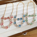 Gold Enamel Daisy Necklace and Stud Earring Color Sets view 3