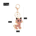 Rhinestone Cat Keychain Gold Tone Crystal Kitten Charm view 2