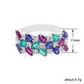 Silver Tone Multicolor Marquise Stone Wide Band Ring view 5