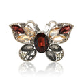 Faceted Gem Butterfly Brooch in 2 Color Styles Metal Pin view 5