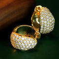 Pave Dome Small Huggie Hoop Earrings In Gold And Silver Tones view 2