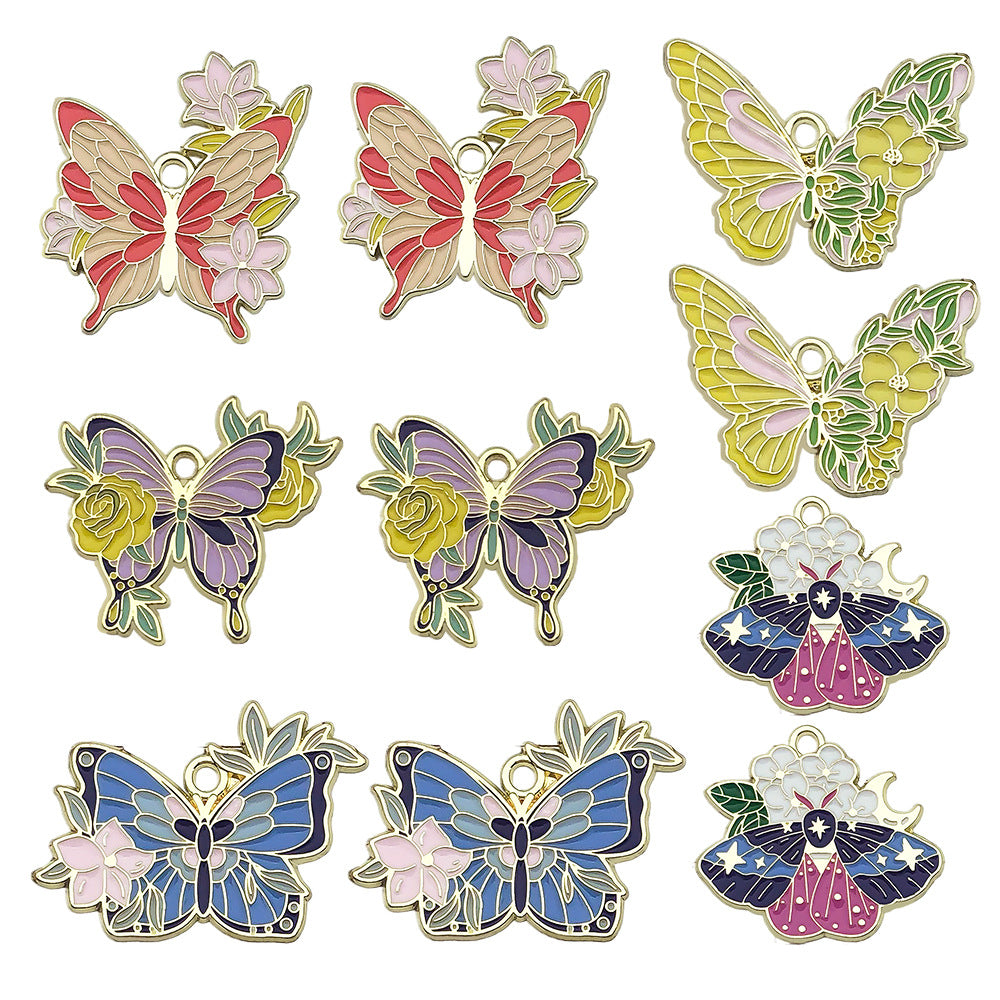 Zinc Alloy Flower Butterfly Charm Pendant for DIY Necklace Keychain Bag Jewelry Making