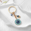 Gold Tone Round Rhinestone Evil Eye and Hamsa Keychains view 5