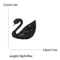Black Crystal Swan Brooch with Curved Neck for Jackets, Coats, and Scarves view 6