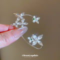 Silver Tone Floral Branch Ear Cuff with Crystal Accents view 2
