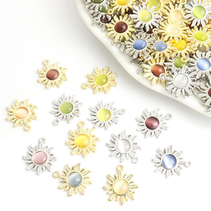 Colorful Cabochon Sunflower Jewelry Components For DIY Earrings And Bracelets Charms