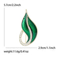 Gold Tone Enamel Leaf Brooch Rhinestone Loop Accent Pin view 4