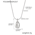 Gold Steel Teardrop Pendant Necklaces and White Shell Pearl Strand view 6