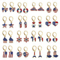 Patriotic Enamel Charm Huggie Hoop Earrings, 28 Styles view 5