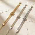 Stainless Steel Multi Strand Knot Bracelets Gold Steel Two-Tone view 2