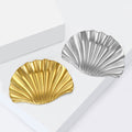 Ridged Scallop Shell Brooch with Polished Metal Finish view 4