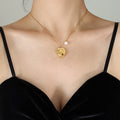 Abstract Swirl Pendant Necklace With Pearl Charm Two Tones view 7