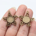 Leaf Frame Round Pendant Setting 12mm in Two Finishes view 3
