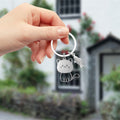 Silver Cute Cat Fish Charm Metal Keychain Split Ring view 3