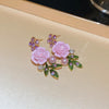 Purple Rose Earrings
