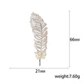 Gold Tone Pave Crystal Feather Brooch Clear Rhinestone Pin view 5