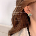 Gold Pavé Champagne Crushed Crystal Square Stud Earrings view 2
