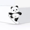 Black And White Panda Skateboard Brooch With Crystal Accent view 2