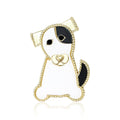 White Acrylic Dog Brooch with Detailed Metal-tone Finish view 1
