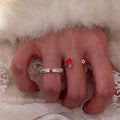 Silver-Tone Strawberry Open Rings in Two Styles Decorative Jewelry Accessory view 3