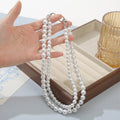 White Faux Pearl Double Strand Necklace With Silver-Tone Clasp view 4